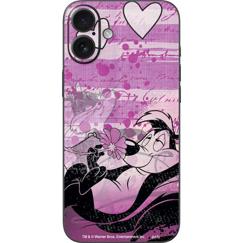 Looney Tunes Pepe Le Pew Purple Romance iPhone 16 Plus Skin